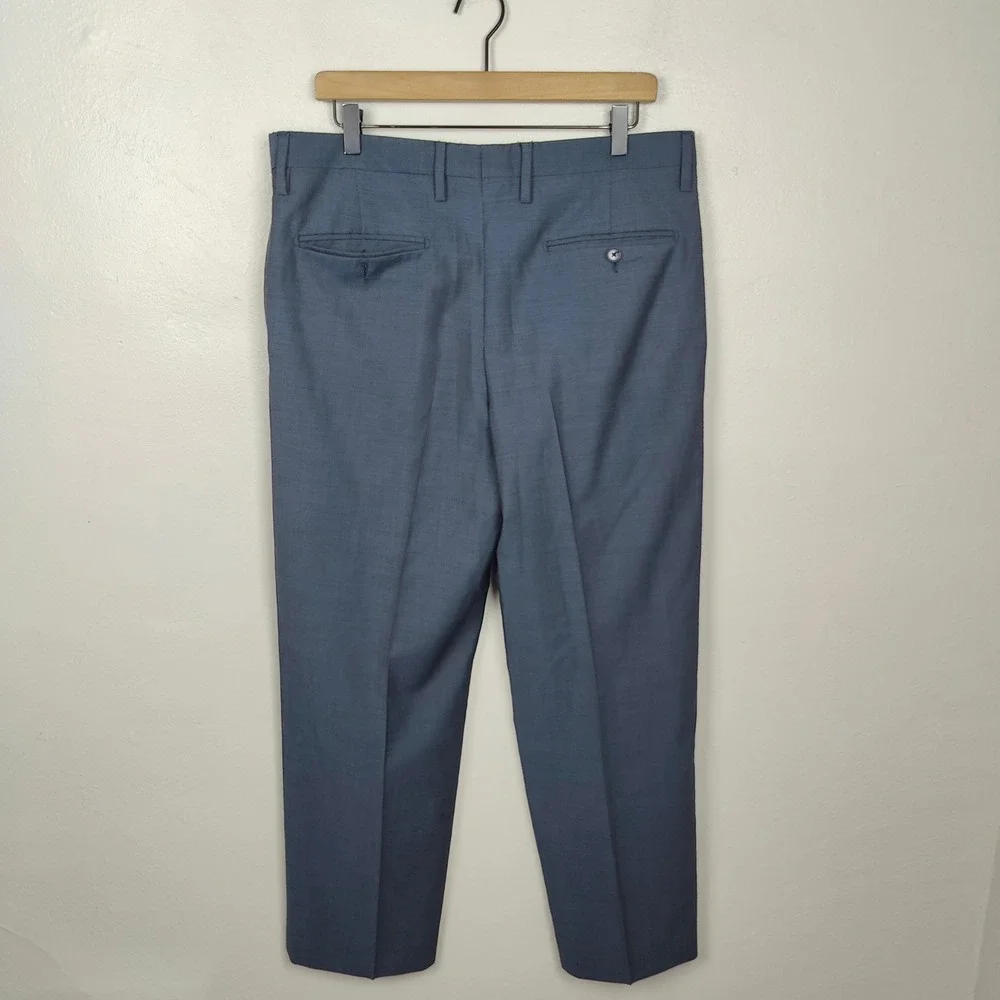 Dolce & Gabbana Dress Pants Mens 36‎ Blue Wool Blend Flat Front Career Casual